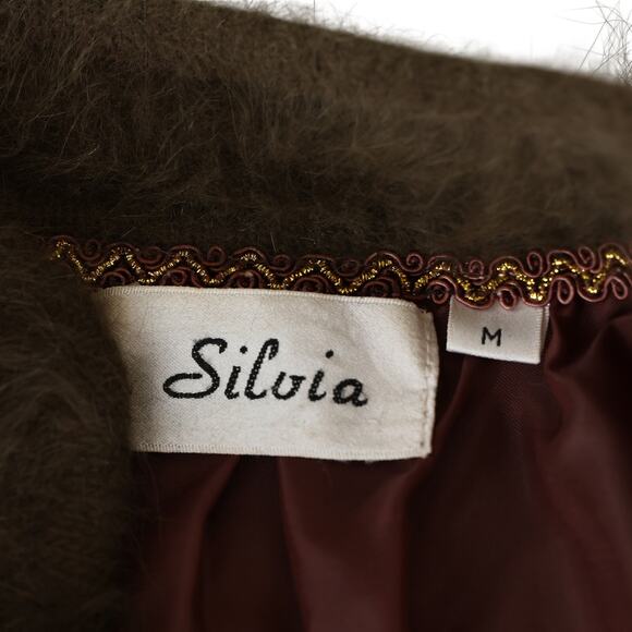 Women's Vintage Green Angora Rabbit Sweater W/ Imitation Fox - M - Picture 3 of 11